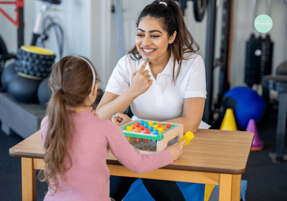 Child participating in an ABA therapy session with a certified therapist using educational play activities to improve communication, learning, and behavioral skills in Lahore.
