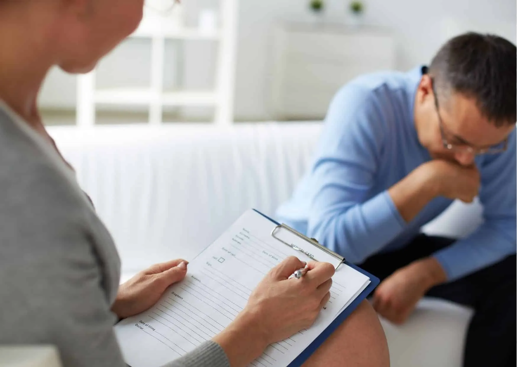Professional psychologist conducting a depression management counseling session with an adult client in Lahore, providing confidential mental health assessment, emotional support, and evidence-based therapy.